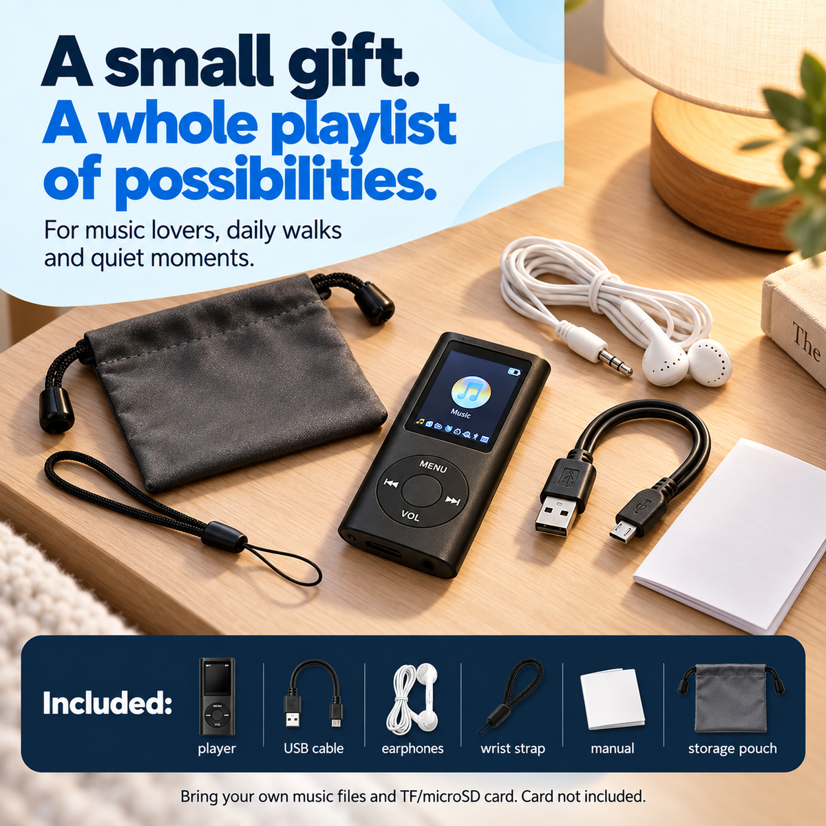 ๐ต Pocket MP3 Player โ Offline Music, Bluetooth Audio & LCD Screen