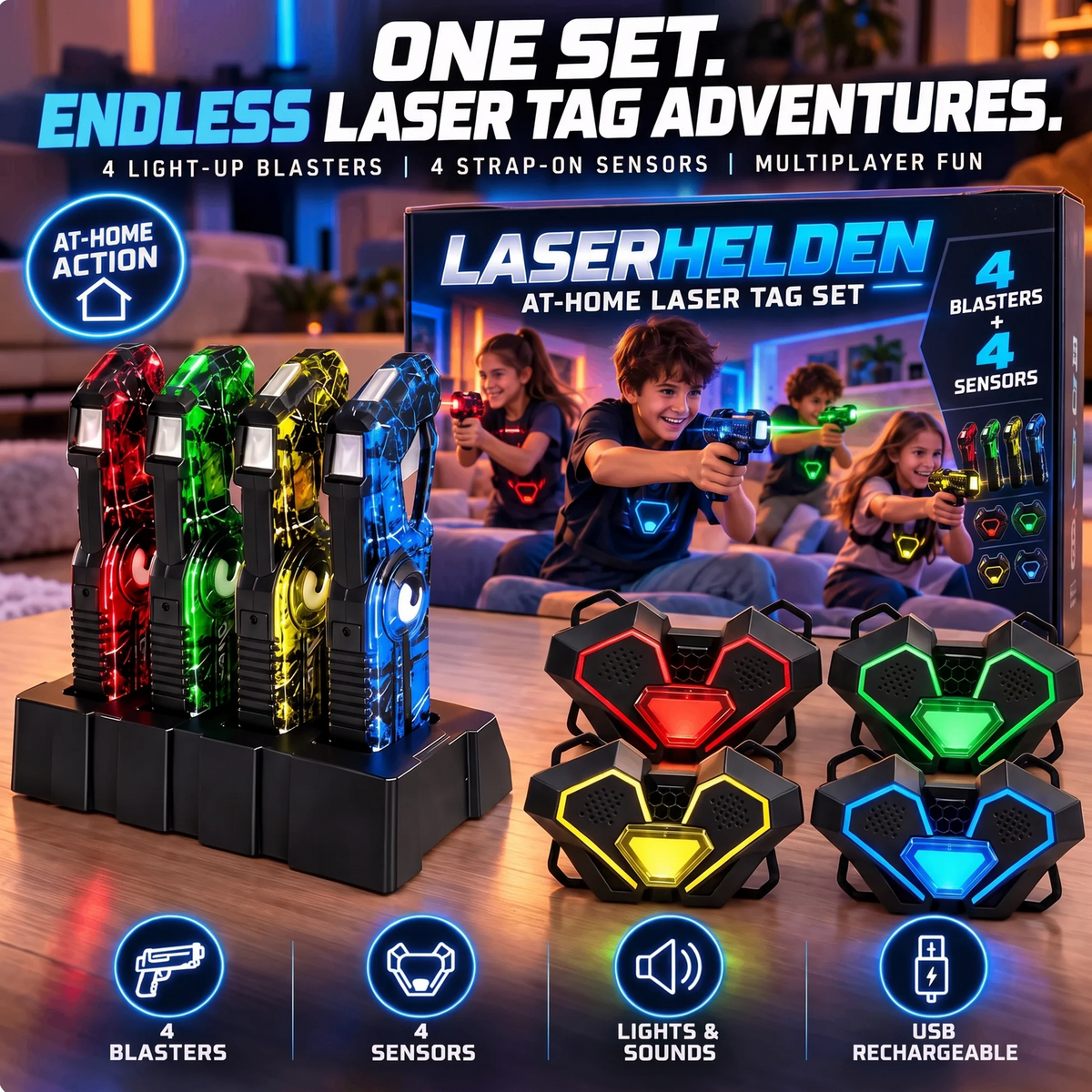 Laser Tag Guns Set of 2 with LED Score Vests