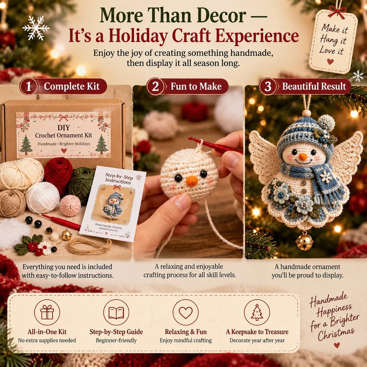🎄 DIY Crochet Christmas Angel Ornament Kit – Make, Hang & Treasure✨