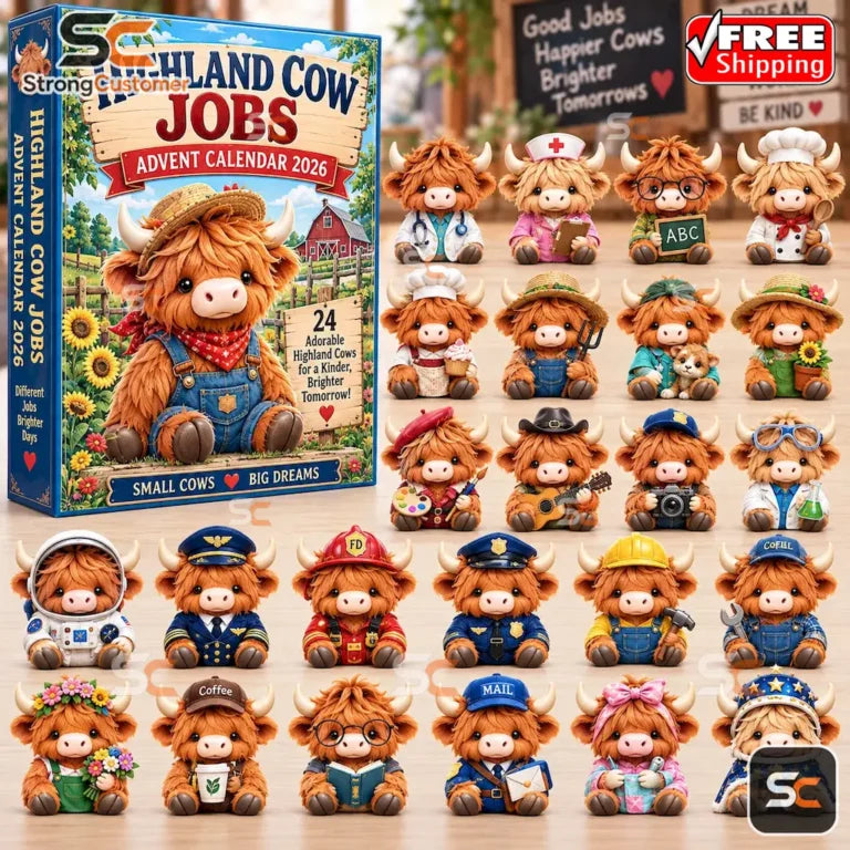 Highland Cow Jobs Advent Calendar 2026 Chritmas Gift
