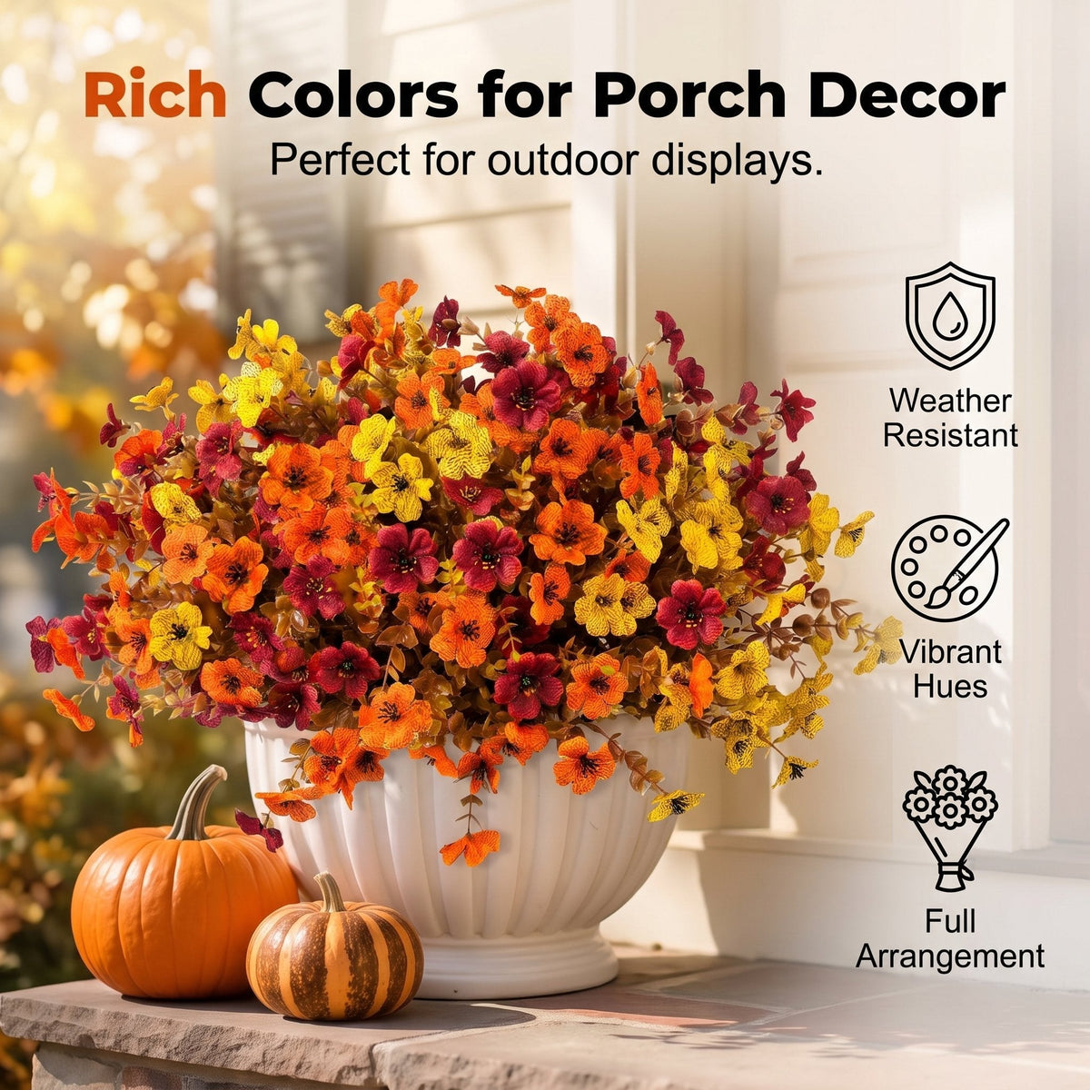 🧡🍂Artificial Autumn Violet Silk Flower Bouquet