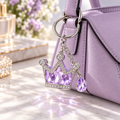 Lavender Crystal Crown Keychain