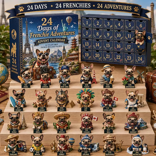 ⏳ Last Day 49% OFF – 🐶 24-Day French Bulldog Christmas Advent Calendar | 24 Unique Collectible Frenchie Characters with Different Outfits, Personalities & Daily Holiday Surprises 🎄✨