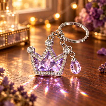 Lavender Crystal Crown Keychain