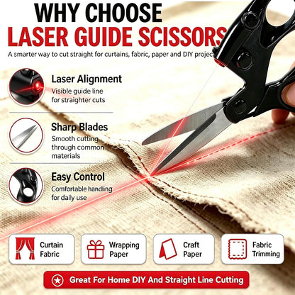 ✂️ Laser Guided Scissors – Precision Cutting Tool for Sewing, Crafts & DIY Projects
