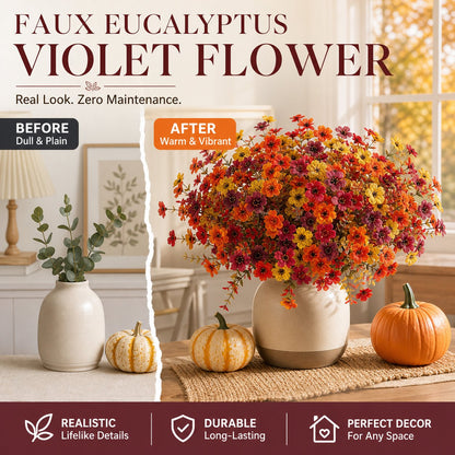 🧡🍂Artificial Autumn Violet Silk Flower Bouquet