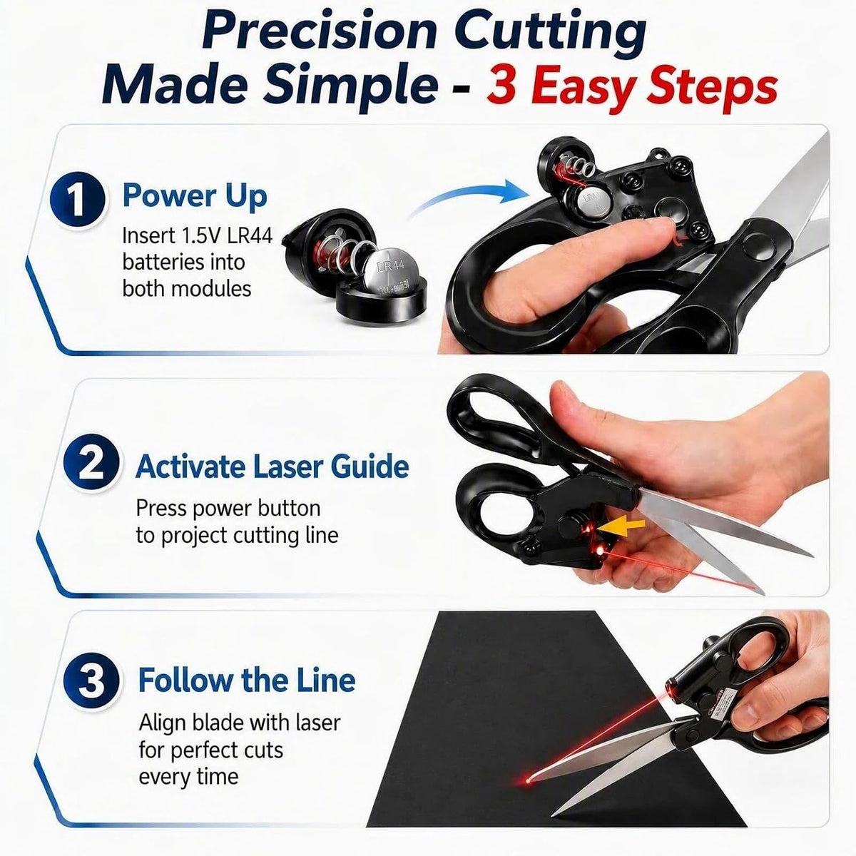 ✂️ Laser Guided Scissors – Precision Cutting Tool for Sewing, Crafts & DIY Projects