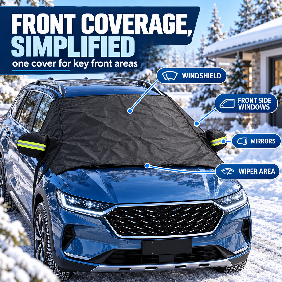 All-Season Windshield Snow Cover with Mirror Protection❄️