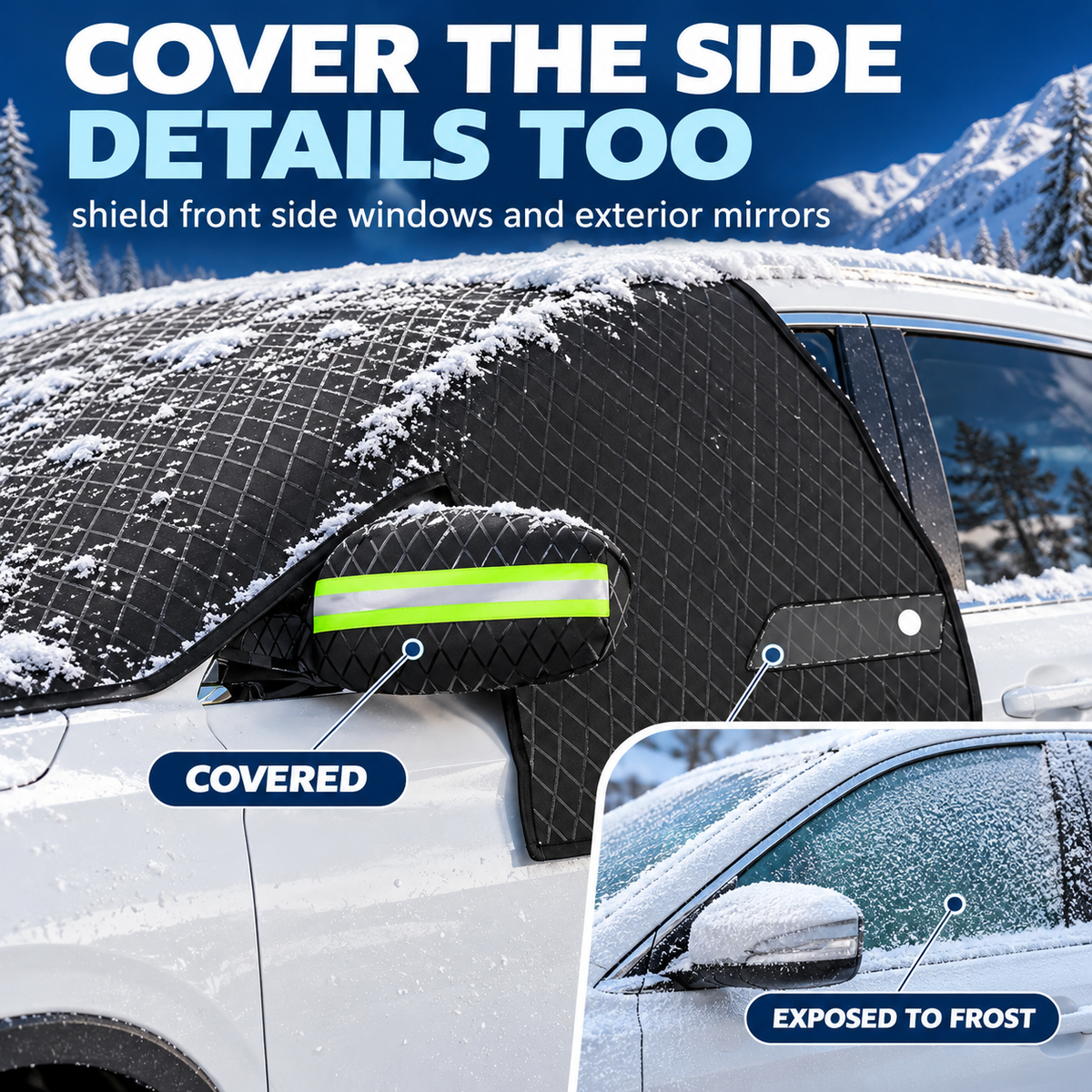All-Season Windshield Snow Cover with Mirror Protection❄️