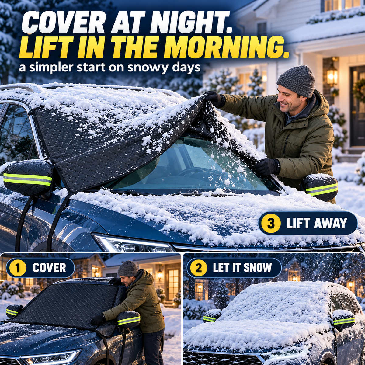 All-Season Windshield Snow Cover with Mirror Protection❄️