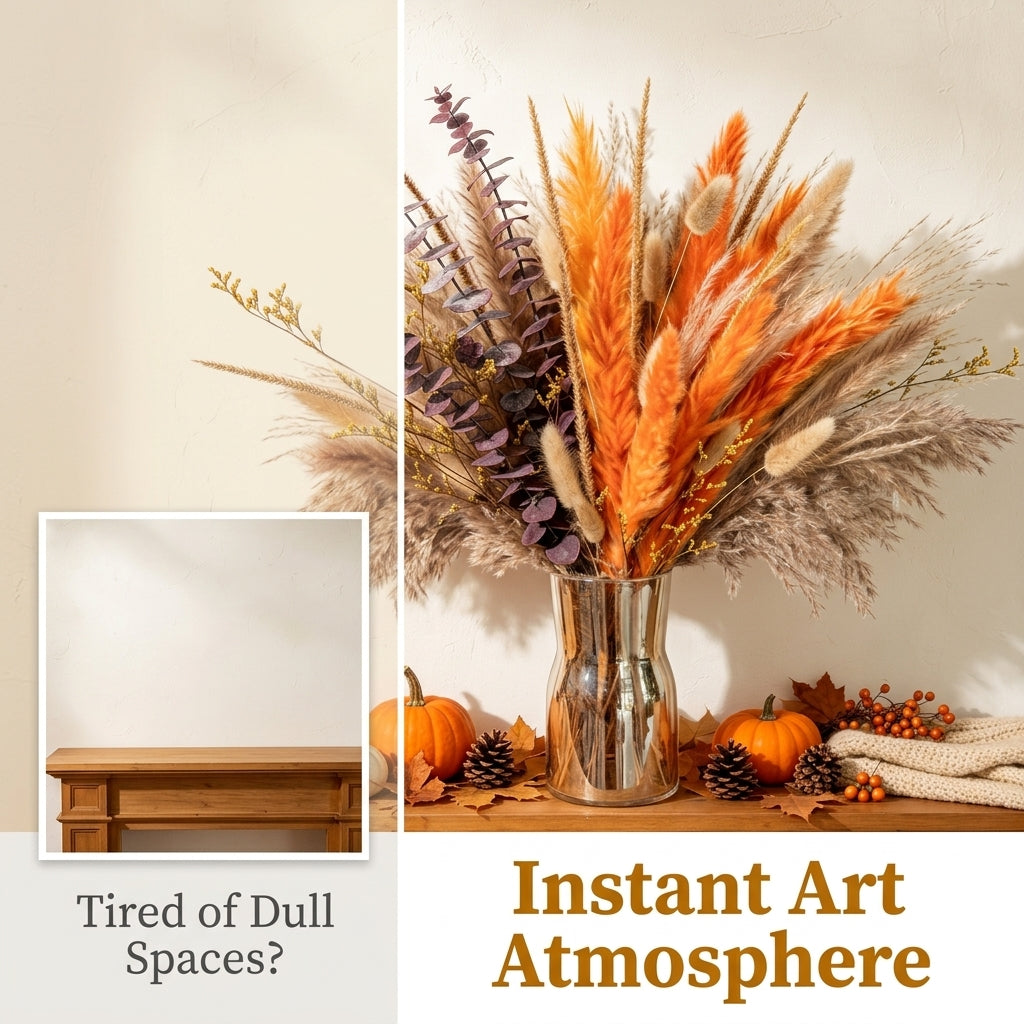 🌾✨Bohemian-style dried flower bouquet in autumn tones