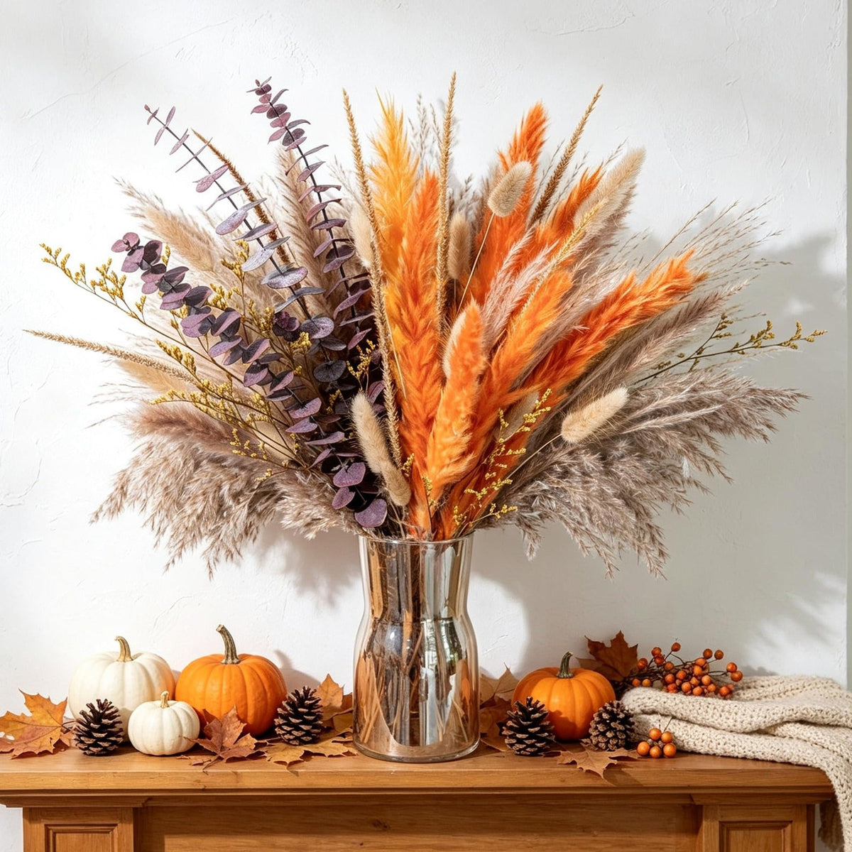 🌾✨Bohemian-style dried flower bouquet in autumn tones