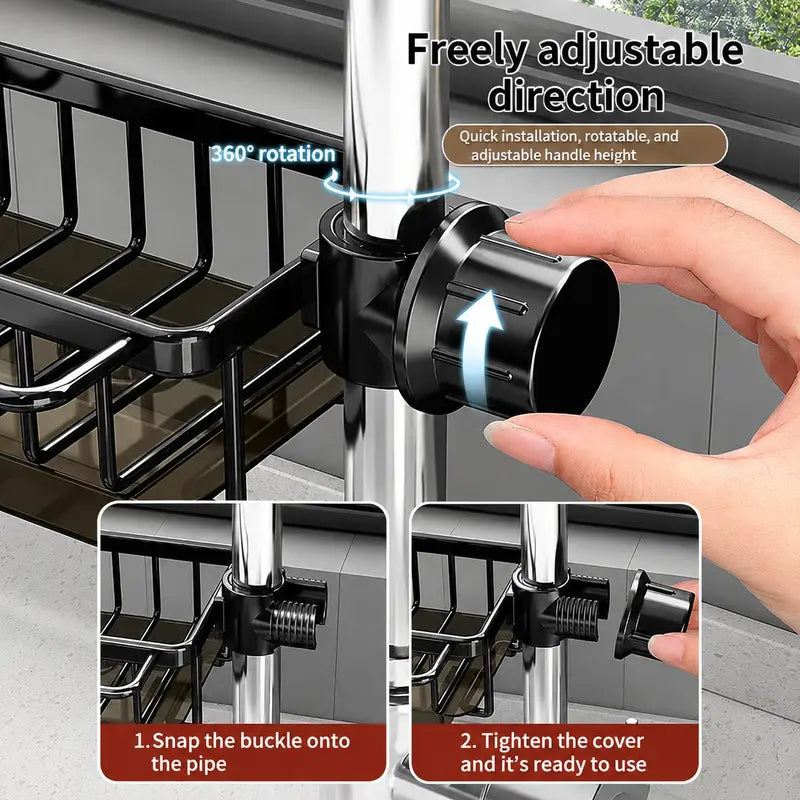 ✨ Faucet-Mounted Sink Organizer Rack – Keep Sponges, Soap & Brushes Neat & Dry