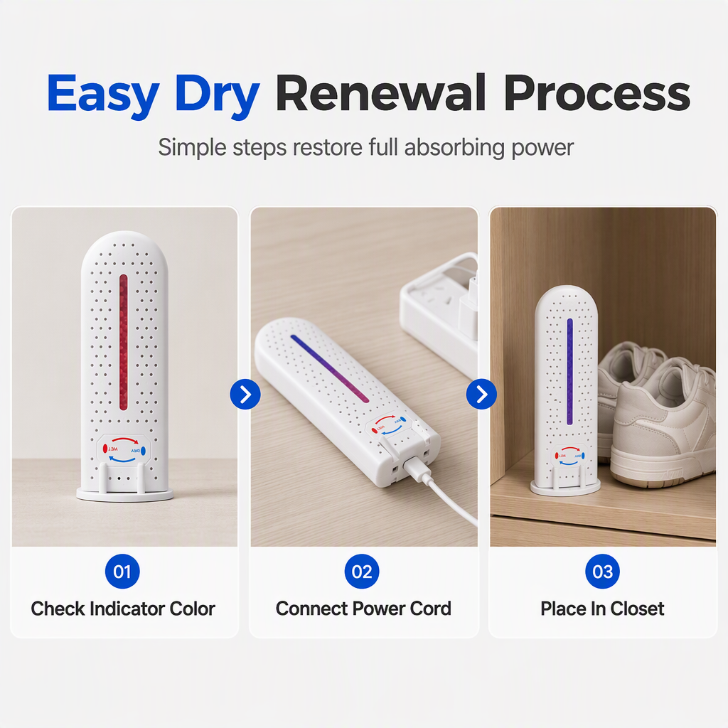 🚪 Stop Musty Odors & Damp Clothes! 💧 Mini USB Reusable Dehumidifier — Cordless, Renewable, Fits Anywhere! 🌿 Fresher Wardrobes, Guaranteed! ✨