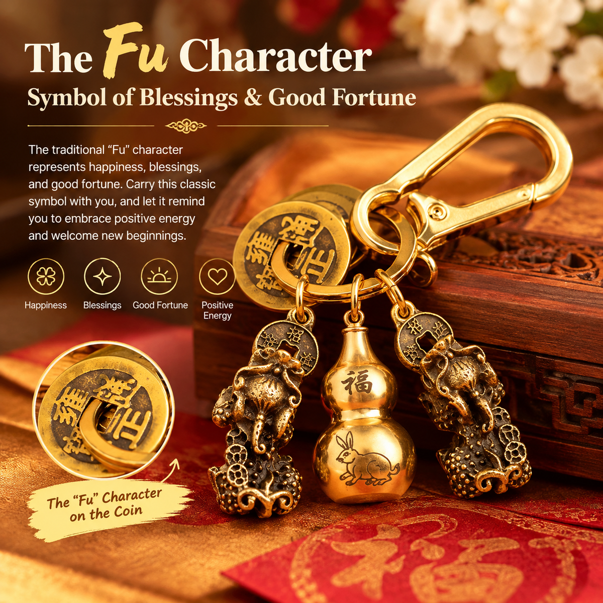 Chinese Pixiu Fortune Keychain – Brass Zodiac Protection Charm