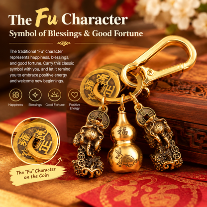 Chinese Pixiu Fortune Keychain – Brass Zodiac Protection Charm