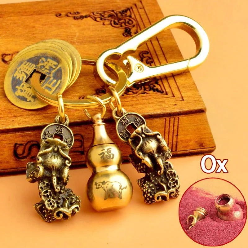 Chinese Pixiu Fortune Keychain – Brass Zodiac Protection Charm