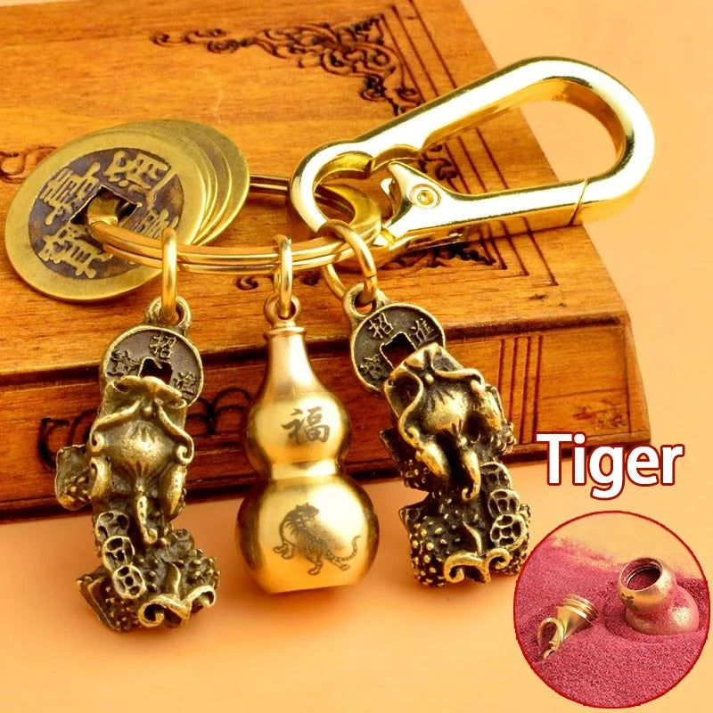 Chinese Pixiu Fortune Keychain – Brass Zodiac Protection Charm