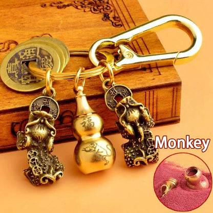 Chinese Pixiu Fortune Keychain – Brass Zodiac Protection Charm