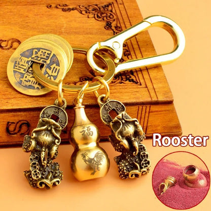 Chinese Pixiu Fortune Keychain – Brass Zodiac Protection Charm