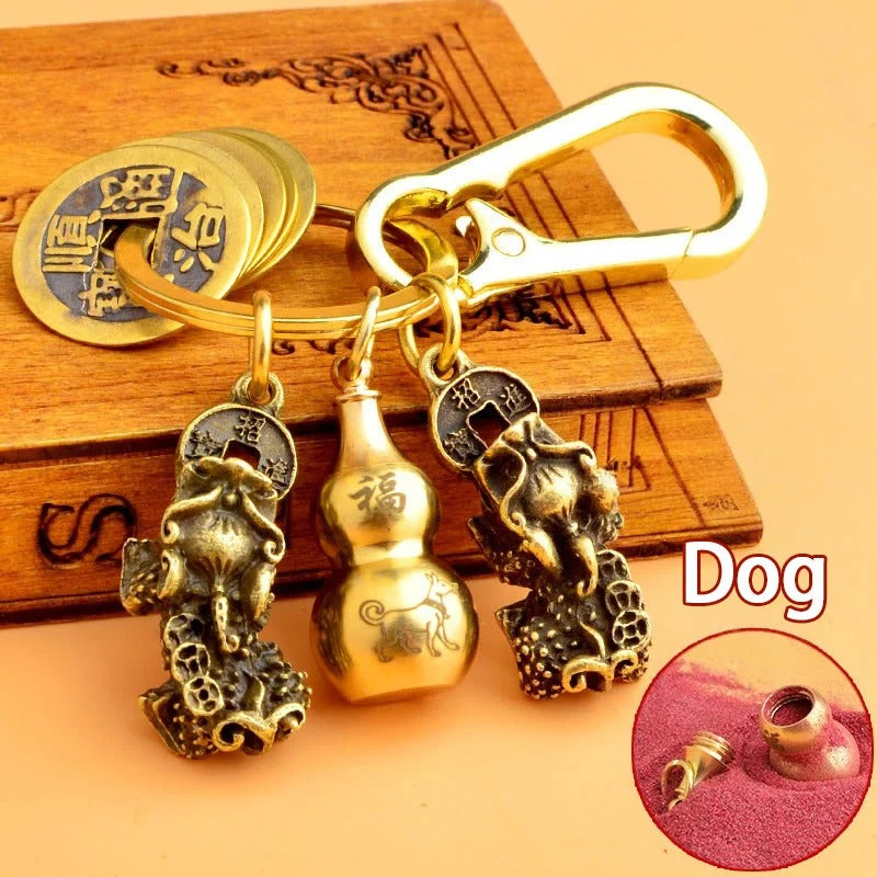 Chinese Pixiu Fortune Keychain – Brass Zodiac Protection Charm
