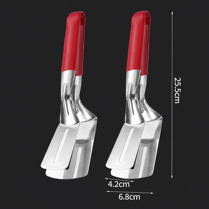 🍳 2-in-1 Stainless Steel Spatula Tongs – Grip, Flip & Serve