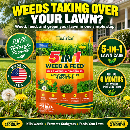 🔥 5-in-1 Weed & Feed | Fast-Acting Dual-Action Granules for Stubborn Lawn Weeds & a Greener-Looking Lawn