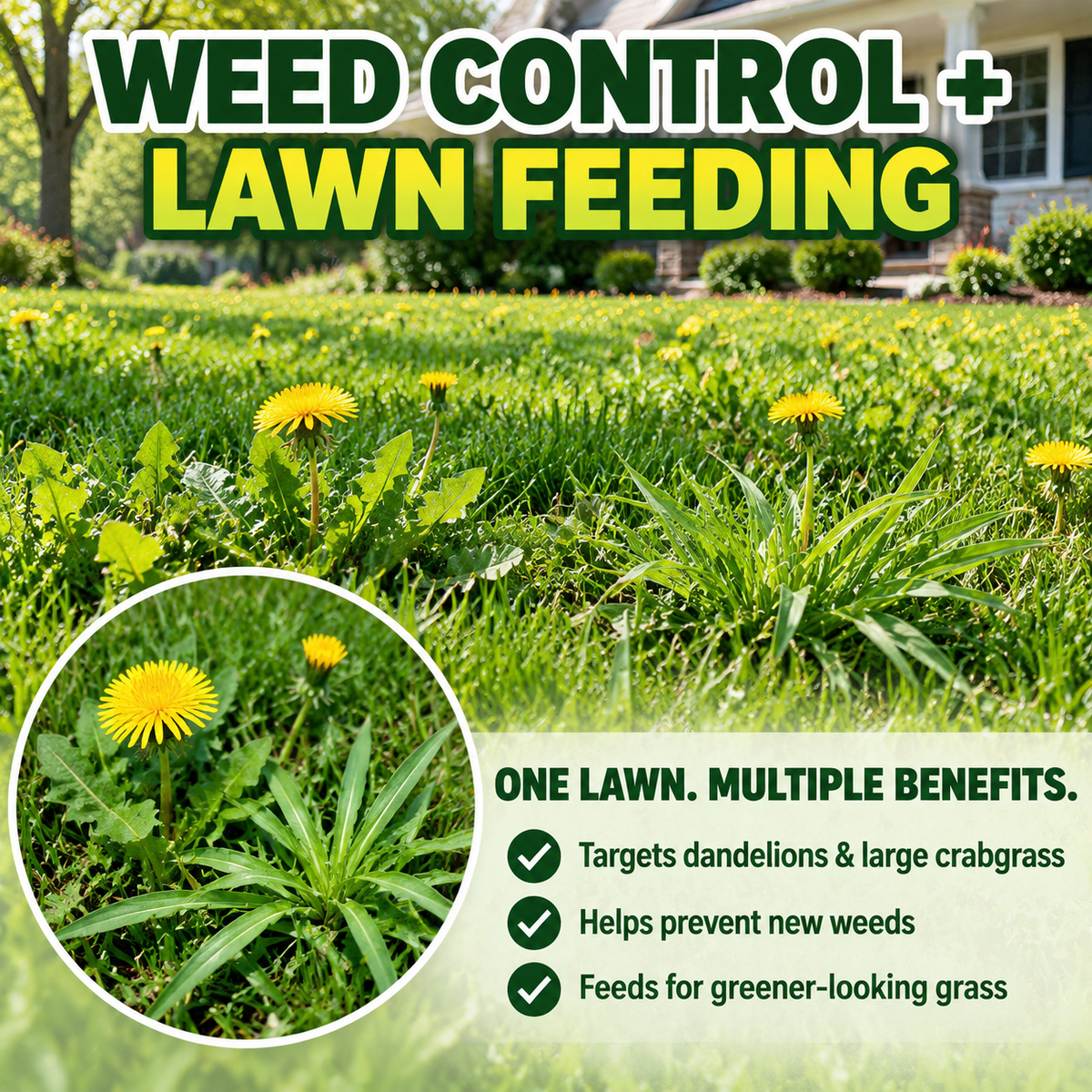 🔥 5-in-1 Weed & Feed | Fast-Acting Dual-Action Granules for Stubborn Lawn Weeds & a Greener-Looking Lawn