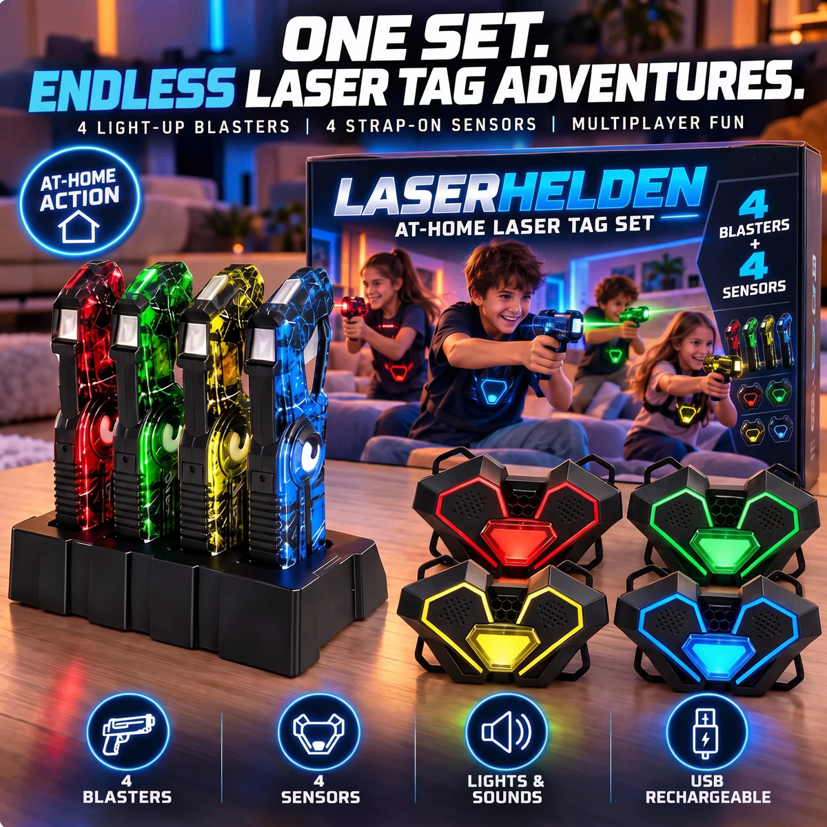 Laser Tag Guns Set of 2 with LED Score Vests