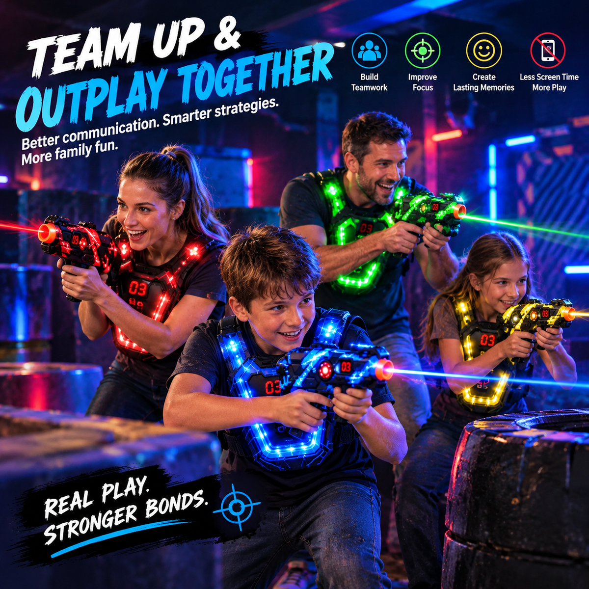 Laser Tag Guns Set of 2 with LED Score Vests