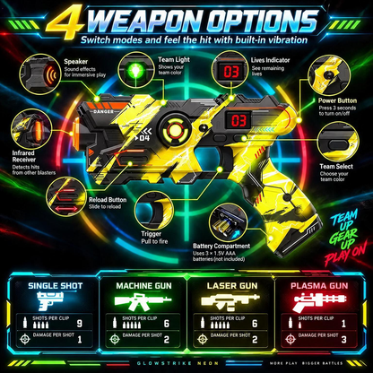 Laser Tag Guns Set of 2 with LED Score Vests