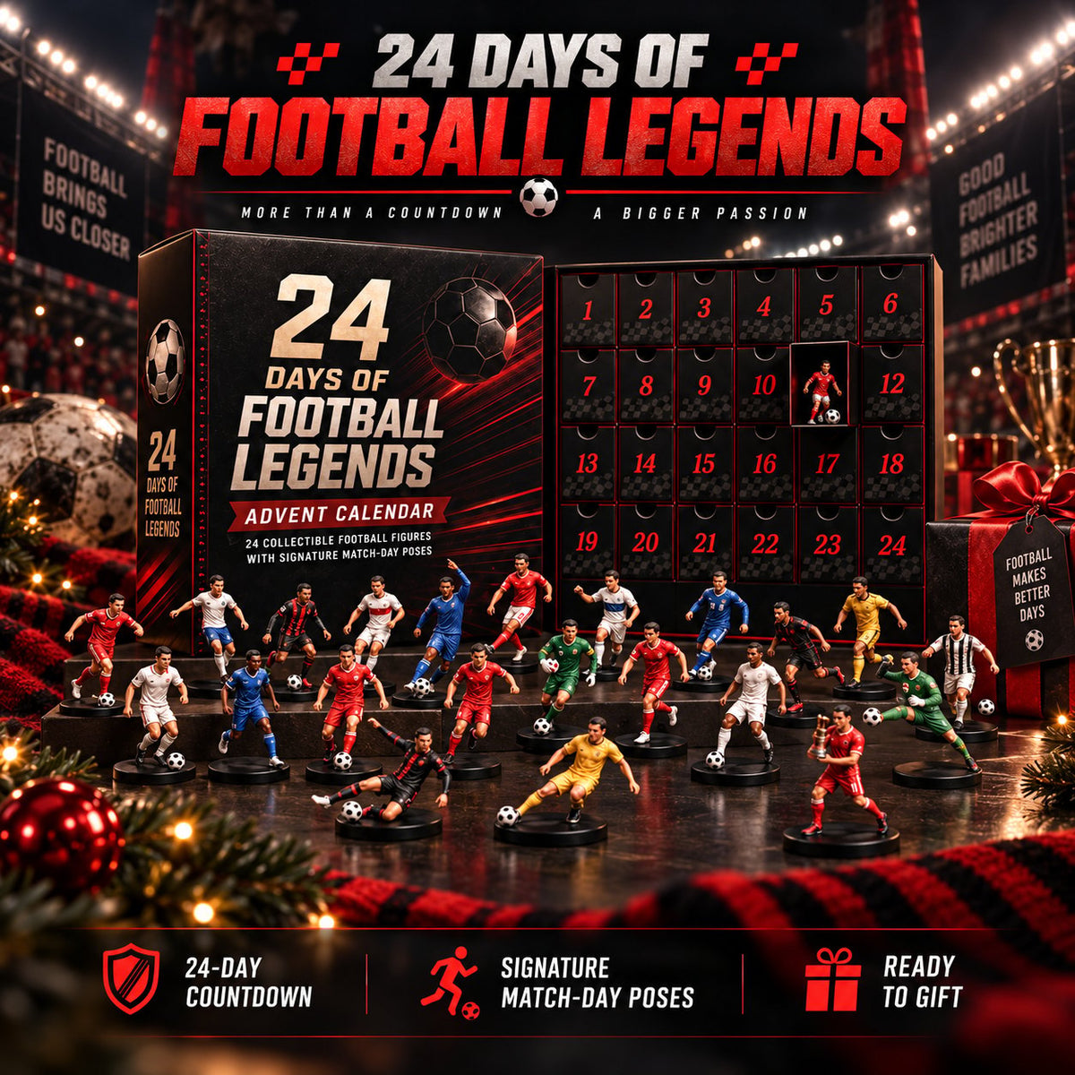 ✨24 Days of Football Legends Advent Calendar | 24 Collectible Player Figures