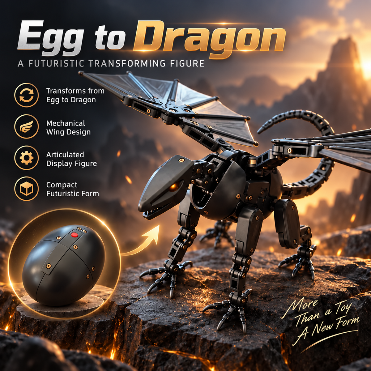 🐉🔥 DragonMorph Magic Egg – Transform Into a Mighty Mechanical Dragon! 🥚✨