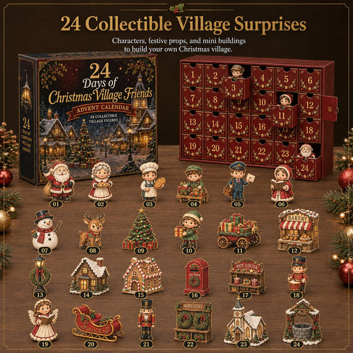 🎄24 Days Of Christmas Village Friends Advent Calendar | 24 Unique Miniature Characters, Shops & Holiday Collectibles for a Complete Festive Village ✨