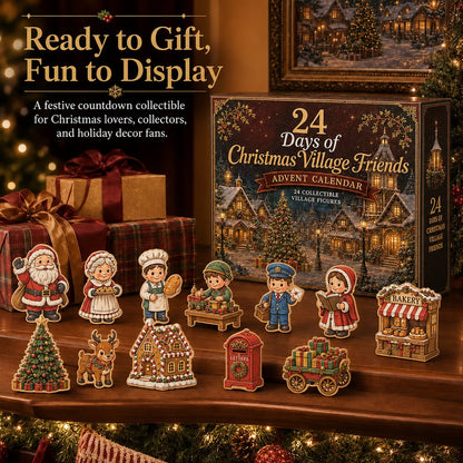 🎄24 Days Of Christmas Village Friends Advent Calendar | 24 Unique Miniature Characters, Shops & Holiday Collectibles for a Complete Festive Village ✨