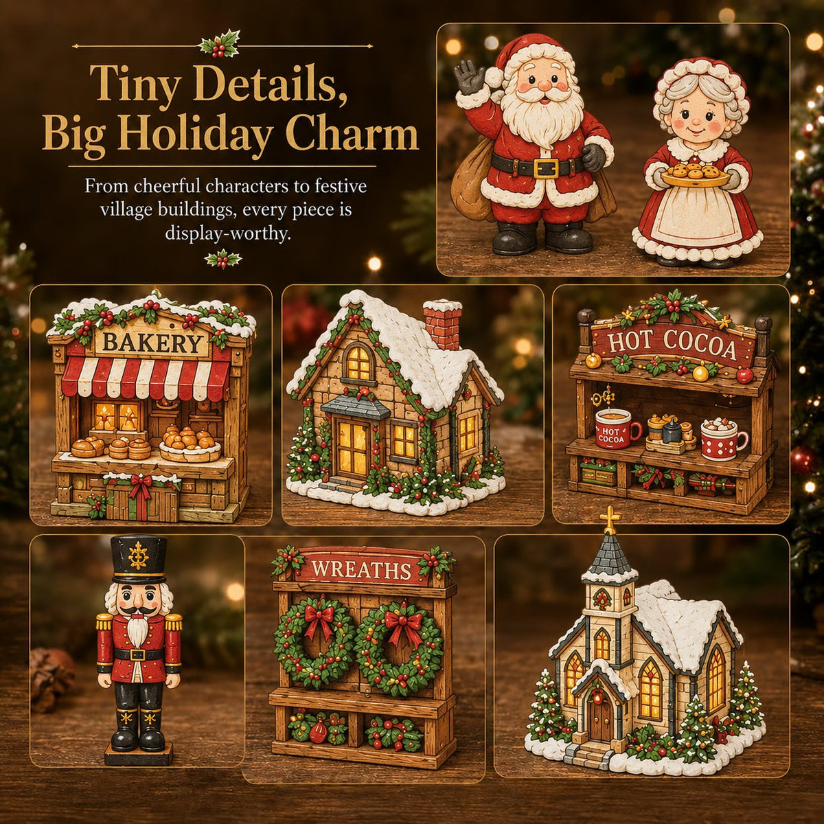 🎄24 Days Of Christmas Village Friends Advent Calendar | 24 Unique Miniature Characters, Shops & Holiday Collectibles for a Complete Festive Village ✨