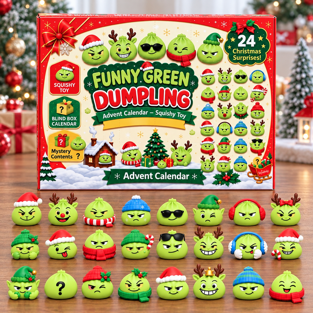 Funny Green Dumpling Advent Calendar - Christmas Countdown Gifts