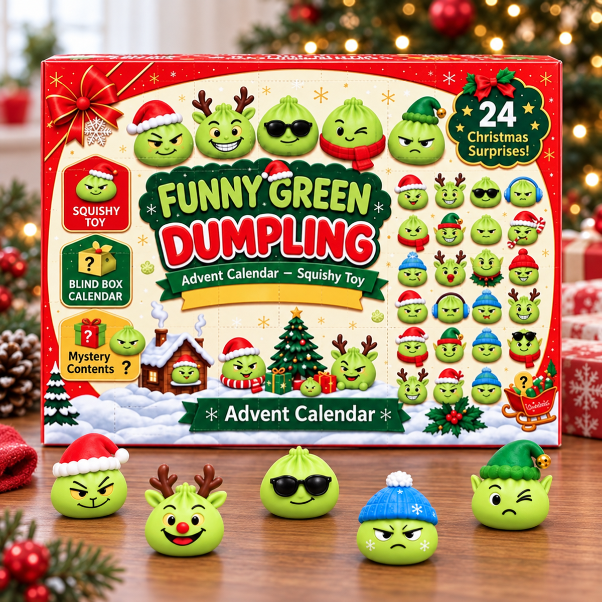 Funny Green Dumpling Advent Calendar - Christmas Countdown Gifts