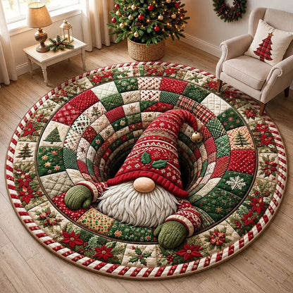 🎄3D Christmas Gnome Optical Illusion Round Rug | Fun Festive Home Decor Must‐Have⭐🏠🎁