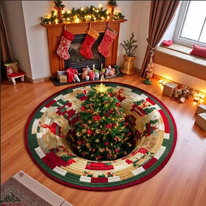 🎄3D Christmas Gnome Optical Illusion Round Rug | Fun Festive Home Decor Must‐Have⭐🏠🎁