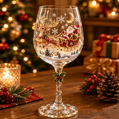 🔥🎁Christmas 3D Wine Glass Collection Gift Box Set✨