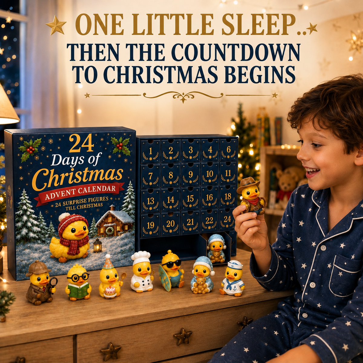 🐥 24 Days of Duck Magic – Advent Calendar with 24 Cute Christmas Ducks to Collect 🎄 (Flat Print on Acrylic)