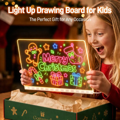 LED Drawing Board for Kids with Light Effects, Colored Markers