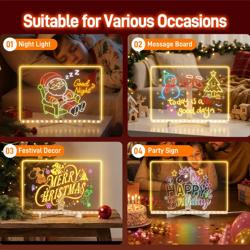 LED Drawing Board for Kids with Light Effects, Colored Markers