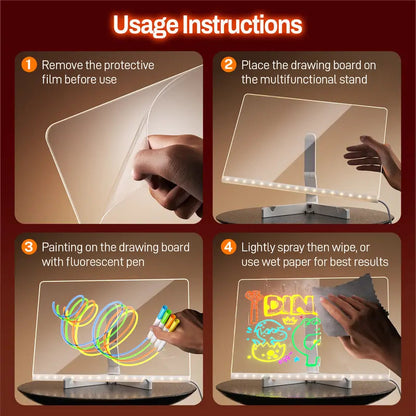 LED Drawing Board for Kids with Light Effects, Colored Markers
