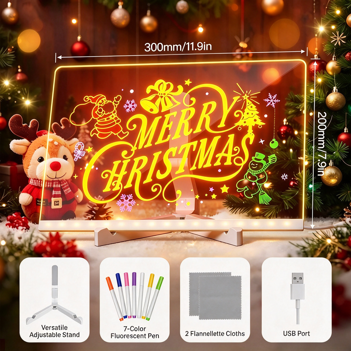 LED Drawing Board for Kids with Light Effects, Colored Markers