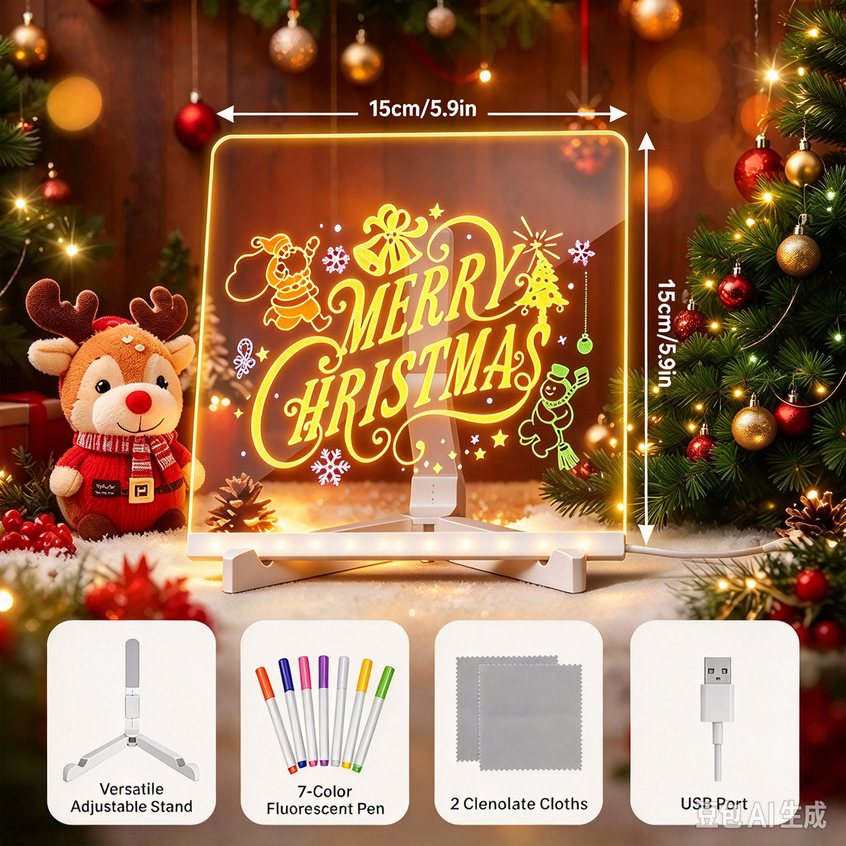 LED Drawing Board for Kids with Light Effects, Colored Markers