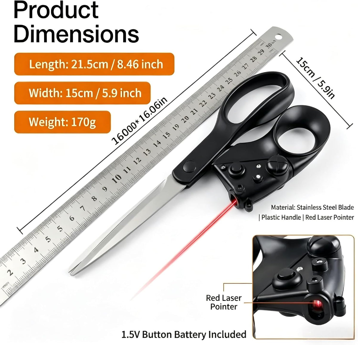 ✂️ Laser Guided Scissors – Precision Cutting Tool for Sewing, Crafts & DIY Projects