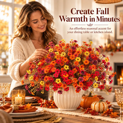 🧡🍂Artificial Autumn Violet Silk Flower Bouquet