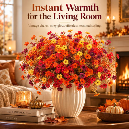 🧡🍂Artificial Autumn Violet Silk Flower Bouquet